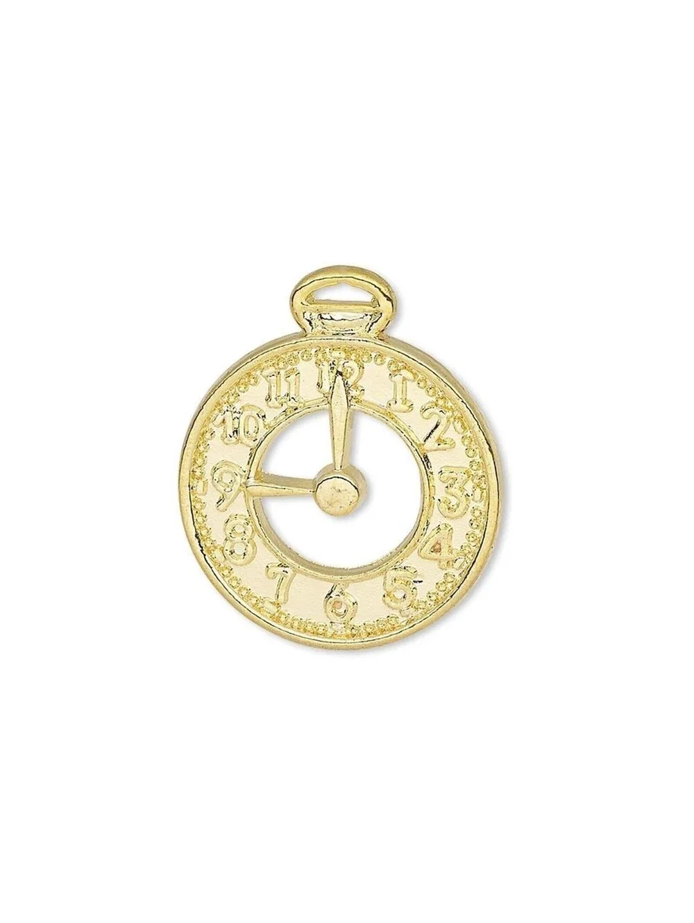 10 Gold 14K Plated Pewter 25x21mm Flat Pocket Watch Clock Face Charms Pendants